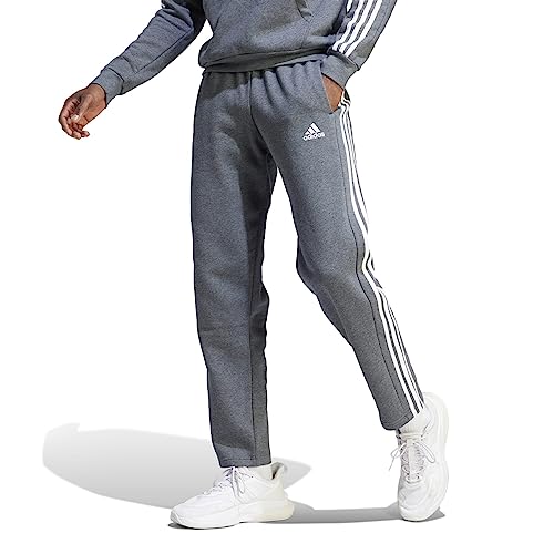 adidas Men's Essentials 3-Stripes Open Hem Fleece Pants