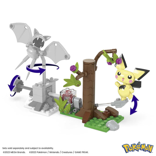MEGA Pokémon Action Figure Building Toys Set, Pichu's Forest Forage with 84 Pieces, Motion and 1 Poseable and Buildable Character