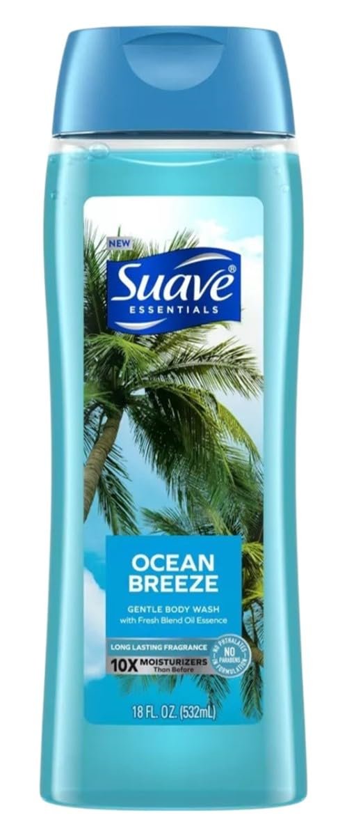 Suave Essentials Body Wash 18 Ounce Ocean Breeze (Pack of 2)