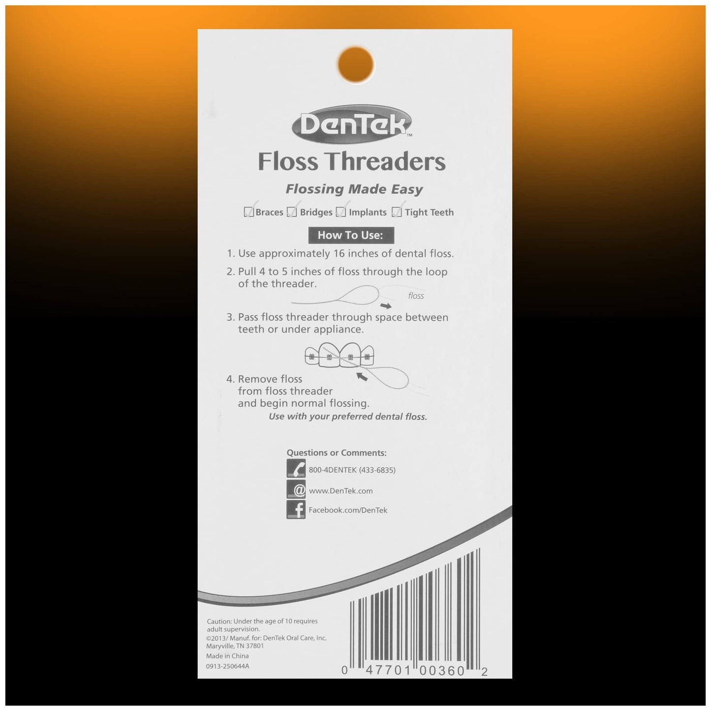 DenTek Floss Threaders | | Works with Braces, Bridges, and Implants | 50 Count with Case