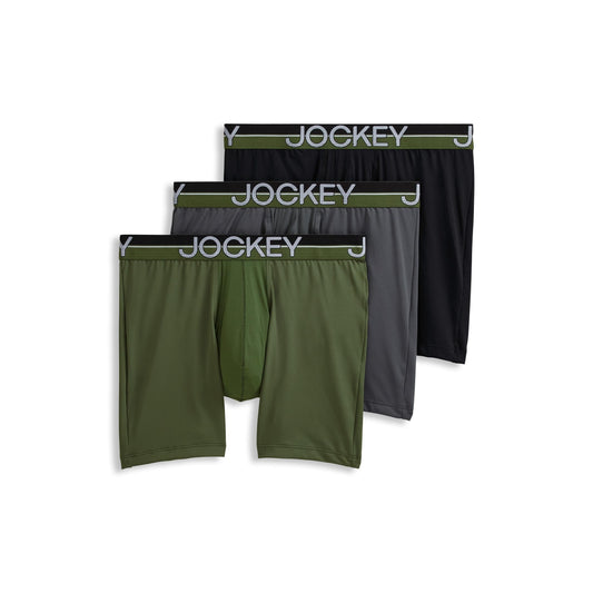 Jockey Men's Underwear Infinite Cool Microfiber Stretch 6" Boxer Brief - 3 Pack