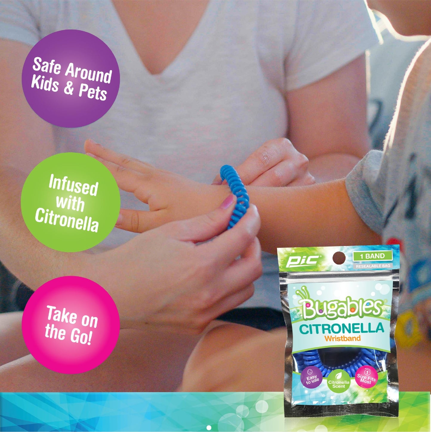 PIC Bugables Coil Wristbands, Reusable and Resealable, One Size Fits All