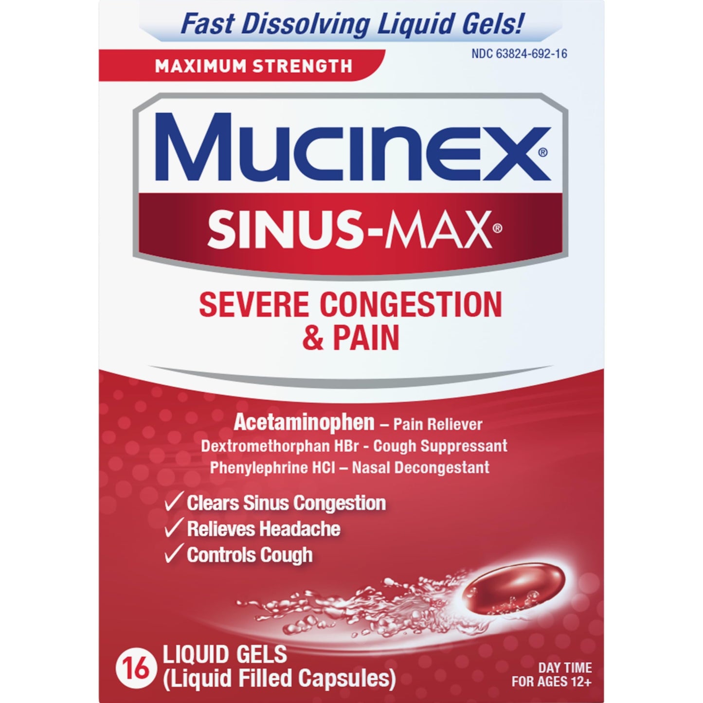 Mucinex Sinus-Max Liquid Gels for Day and Night, 24 Count