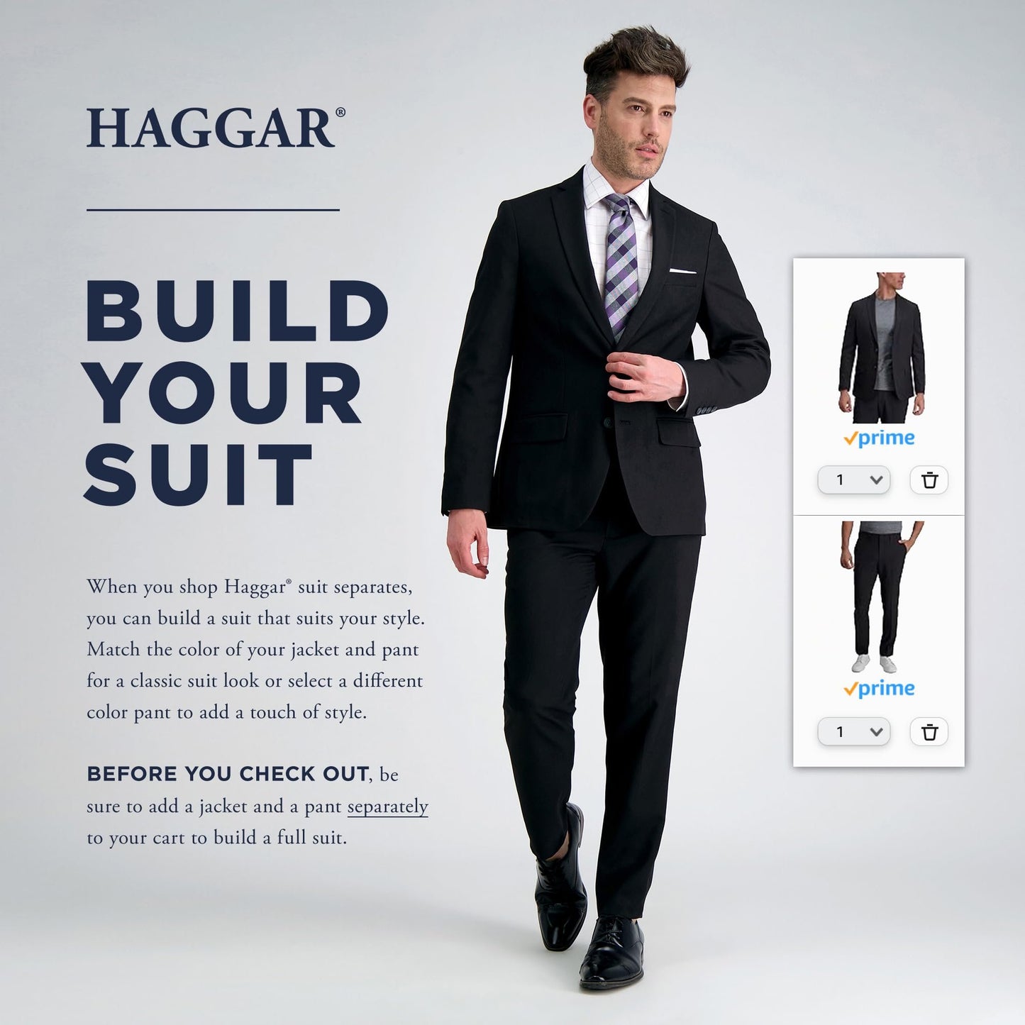 Haggar Men's JMH Premium Stretch Classic Fit Suit Separates - Pants & Jackets