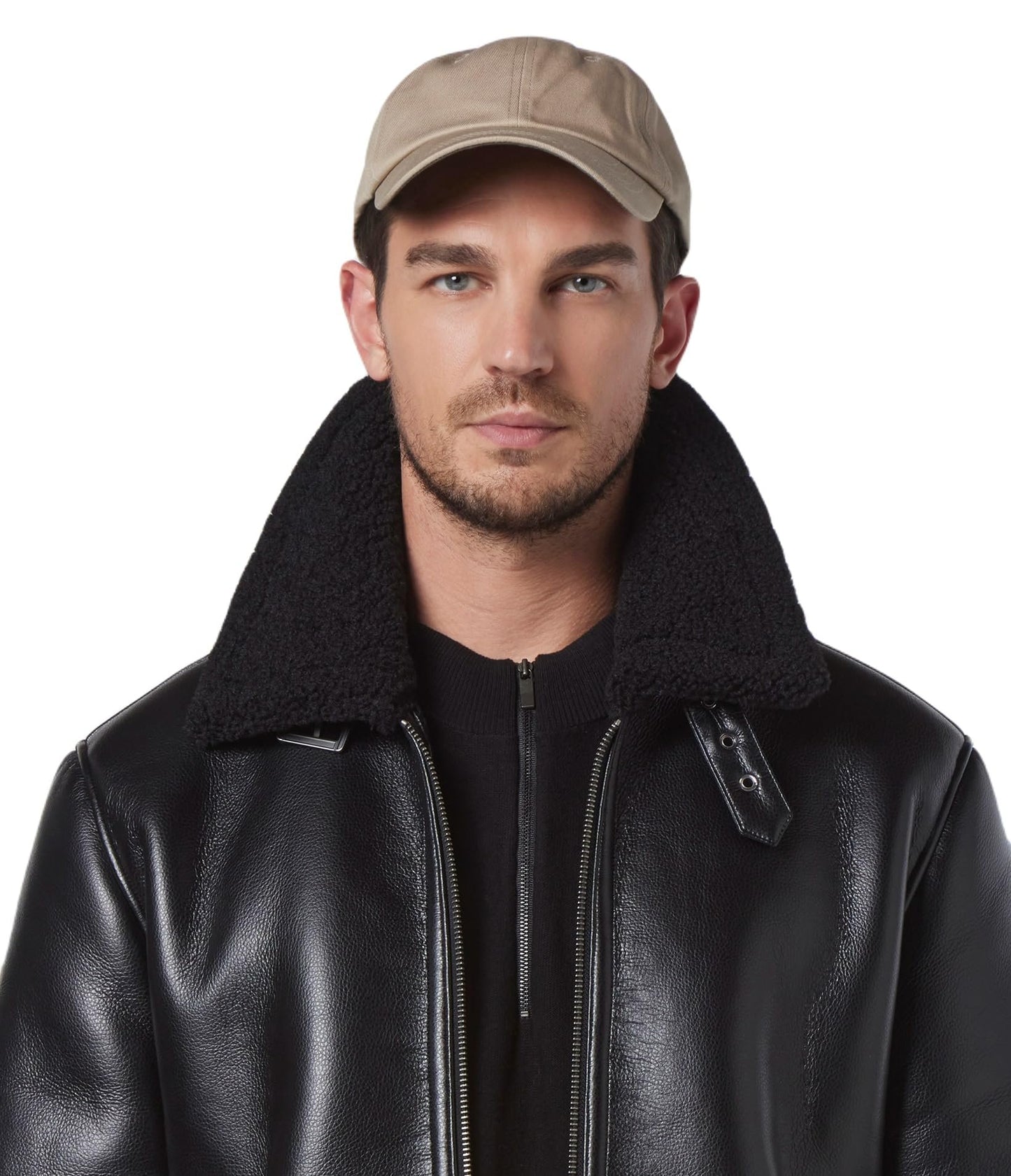 Andrew Marc Men's Legacy Short Cadman Aviator Adjustable Side Collar Tab