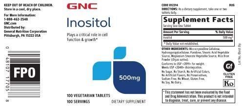 GNC Inositol 500mg Supplement, Supports Cell Function and Growth, 100 Servings
