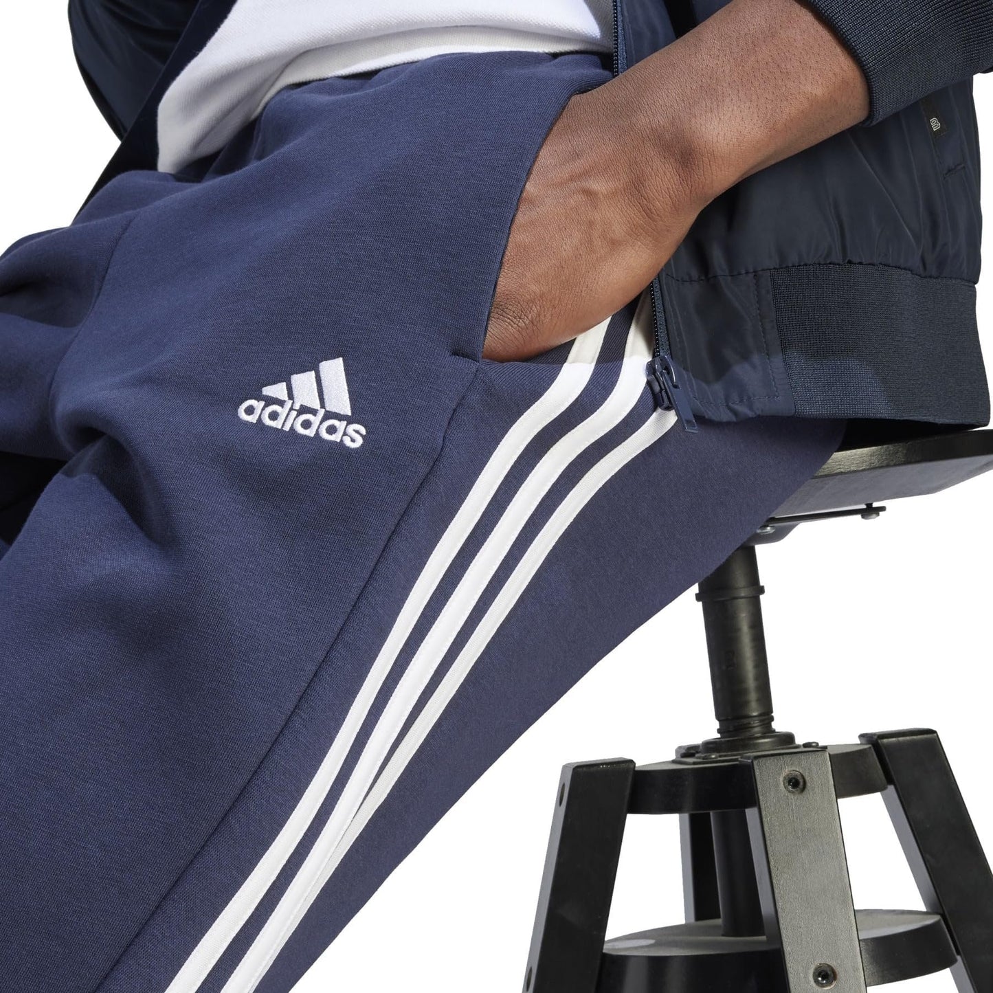 adidas Men's Essentials Fleece Open Hem 3-Stripes Pants