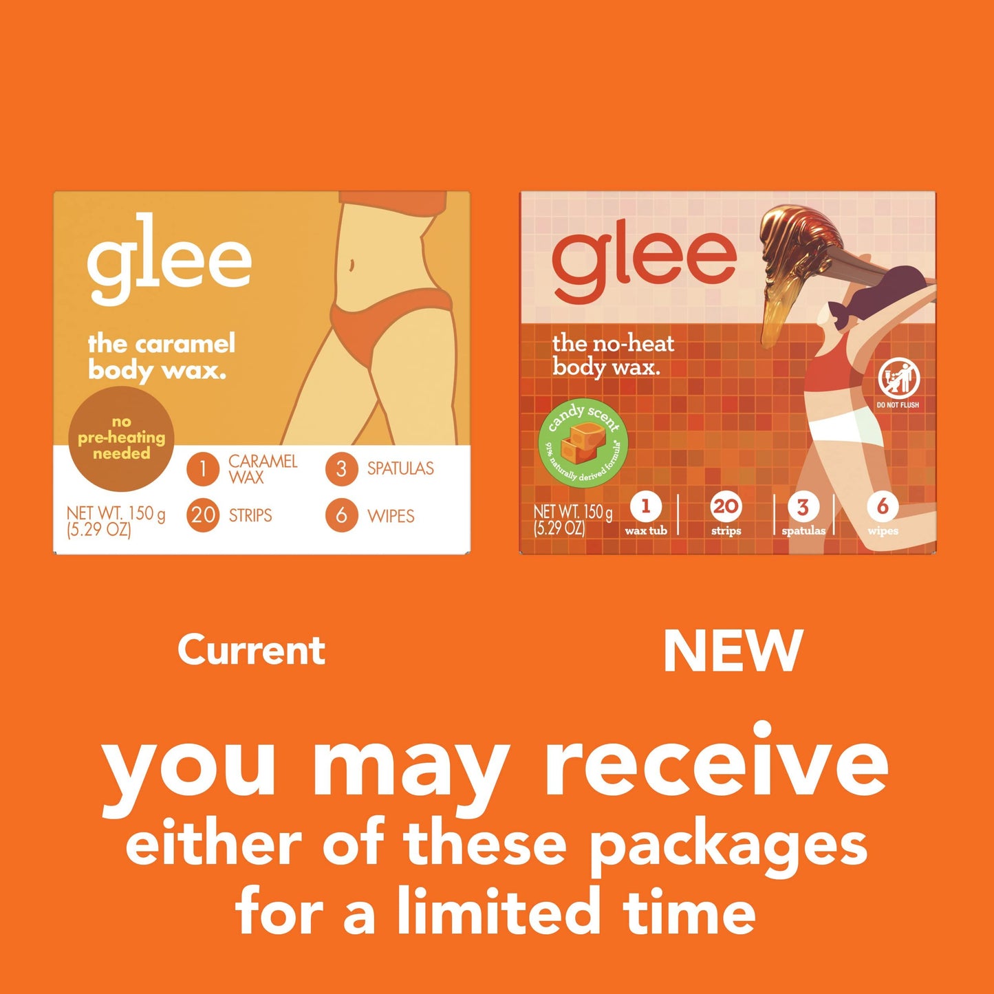 JOY Glee Caramel Body Wax Starter Kit for Women,Safe for Sensitive Skin,No-Heat & Microwave-Free,Candy Scent,5.29oz