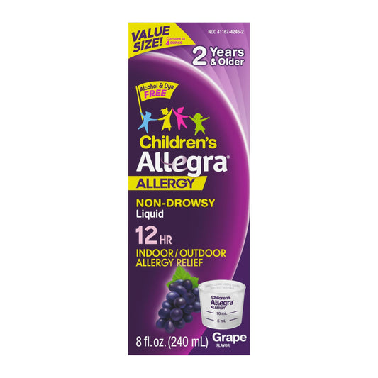 Allegra Children's 12HR Allergy Relief Non-drowsy Antihistamine Liquid, Berry Flavor, Alcohol-Free & Dye-Free
