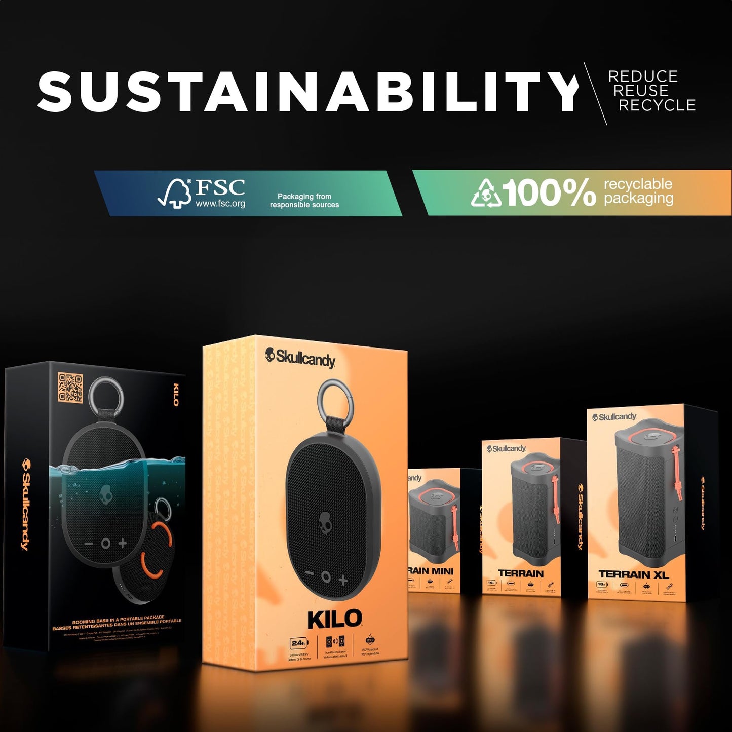 Skullcandy Kilo Outdoor Battery Powered Freestanding Bluetooth, Usb, Wireless speakers