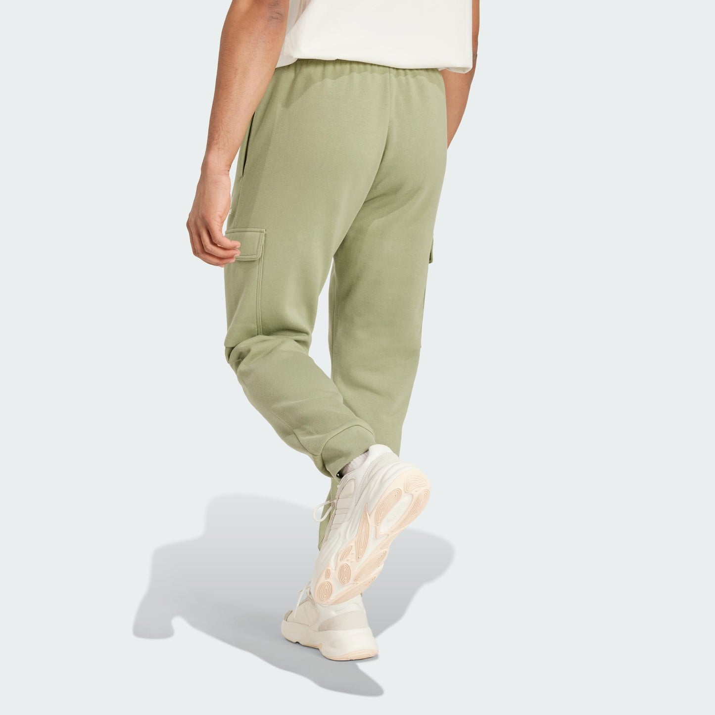 adidas Mens Essentials Fleece Drawstring Cargo Pants Casual - Green