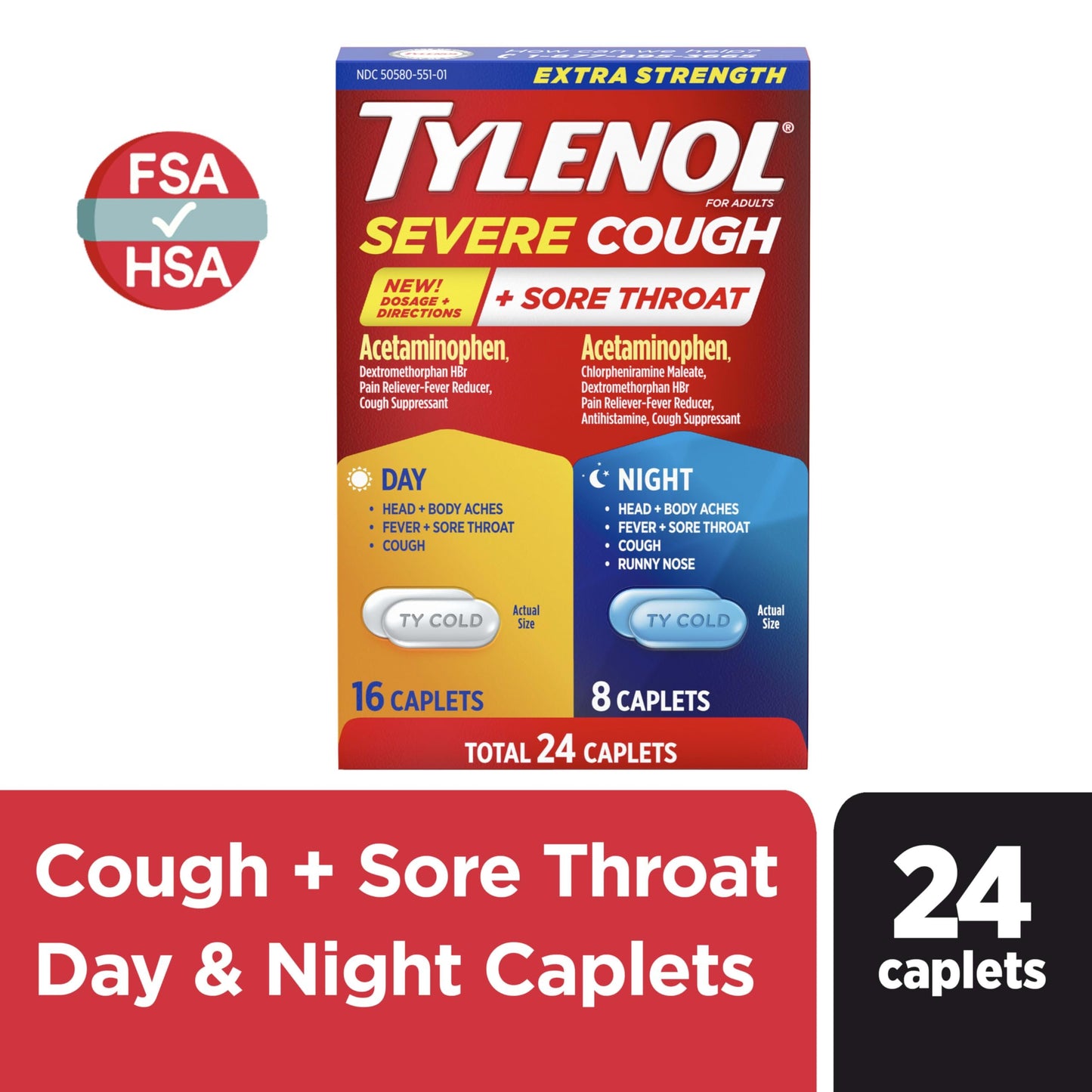 Tylenol Caplets Severe Cough + Sore Throat