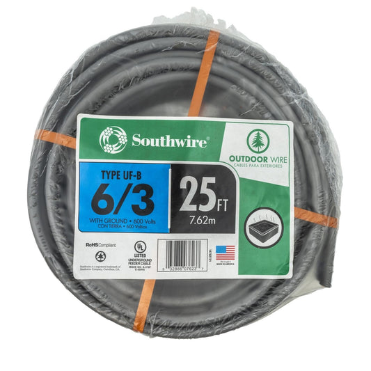 Southwire 250 ft. 6/3 Gray Stranded CU UF-B W/G Wire