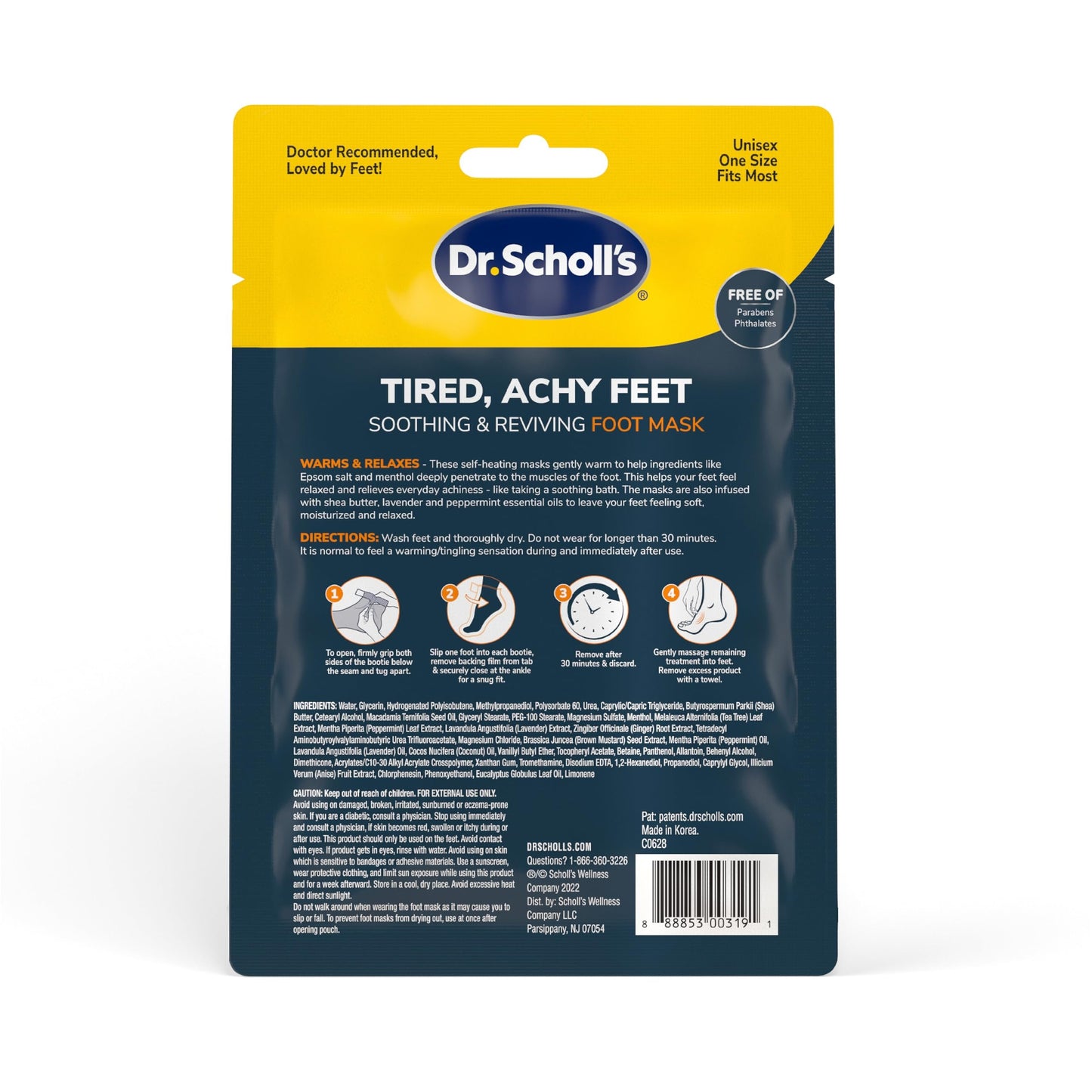 Dr. Scholl's® Tired, Achy Feet Soothing & Reviving Foot Mask, 3 Pair, Warming Booties
