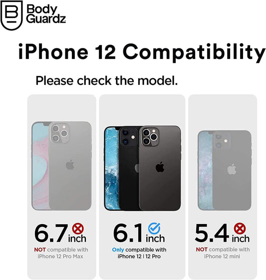 BodyGuardz Carve, Impact Resistant Case Compatible with The iPhone 12/12 Pro (Clear)