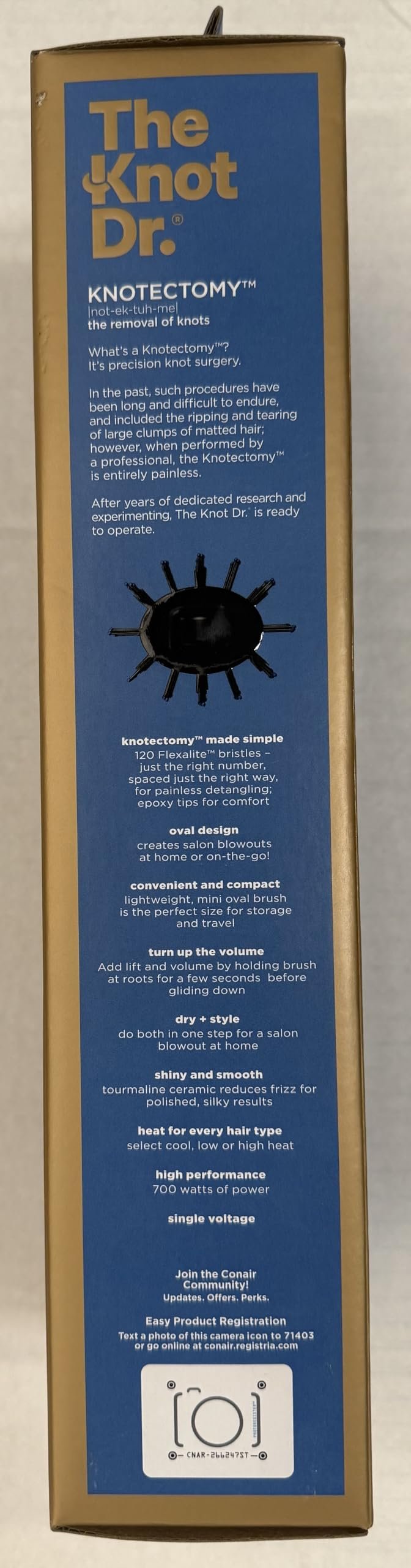 Infiniti Pro by Conair The Knot Dr All-in-One Compact Oval Hair Dryer Brush, Sapphire, 700 Watts