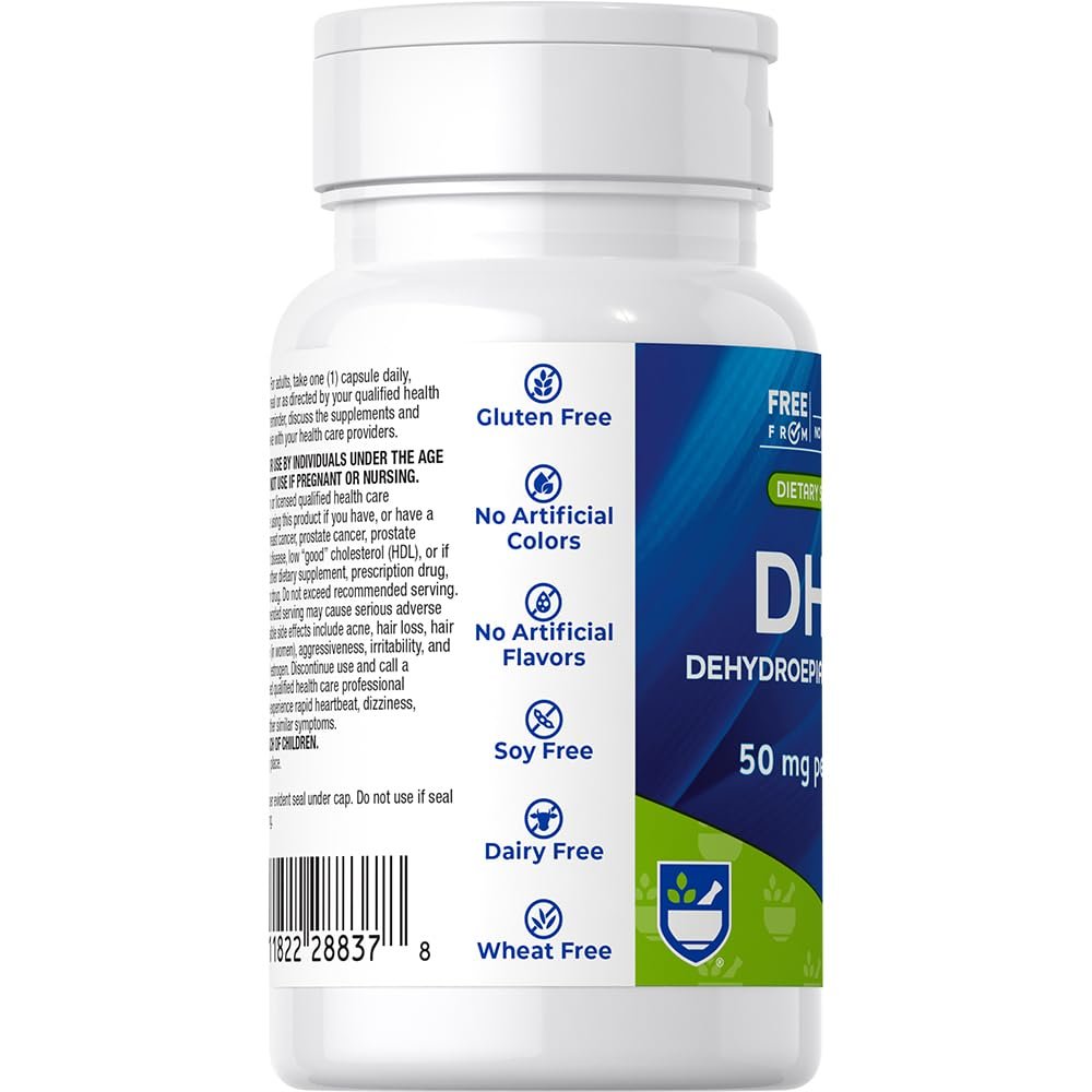 Rite Aid DHEA Capsules 50mg, 100 Count, for Hormone Balance, Immune & Cardiovascular Health and Anti-Aging, Promotes Healthy Mood & Well-Being