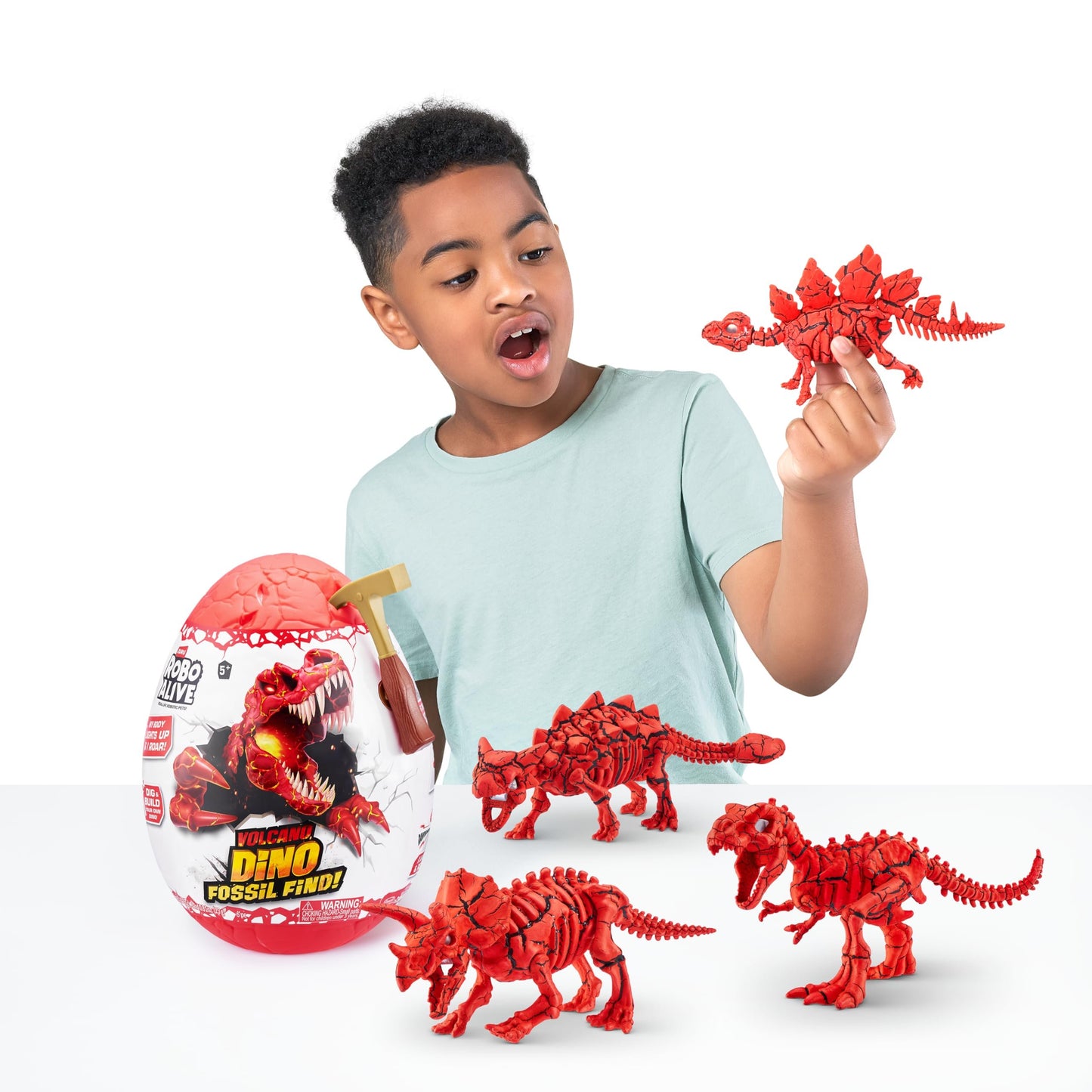 Robo Alive Volcano Dino Fossil Find T-Rex by ZURU Boys Age 5+ Dig and Discover, STEM -Excavate Prehistoric Fossils, Educational Toys, Great Science Kit Gift (T-Rex)