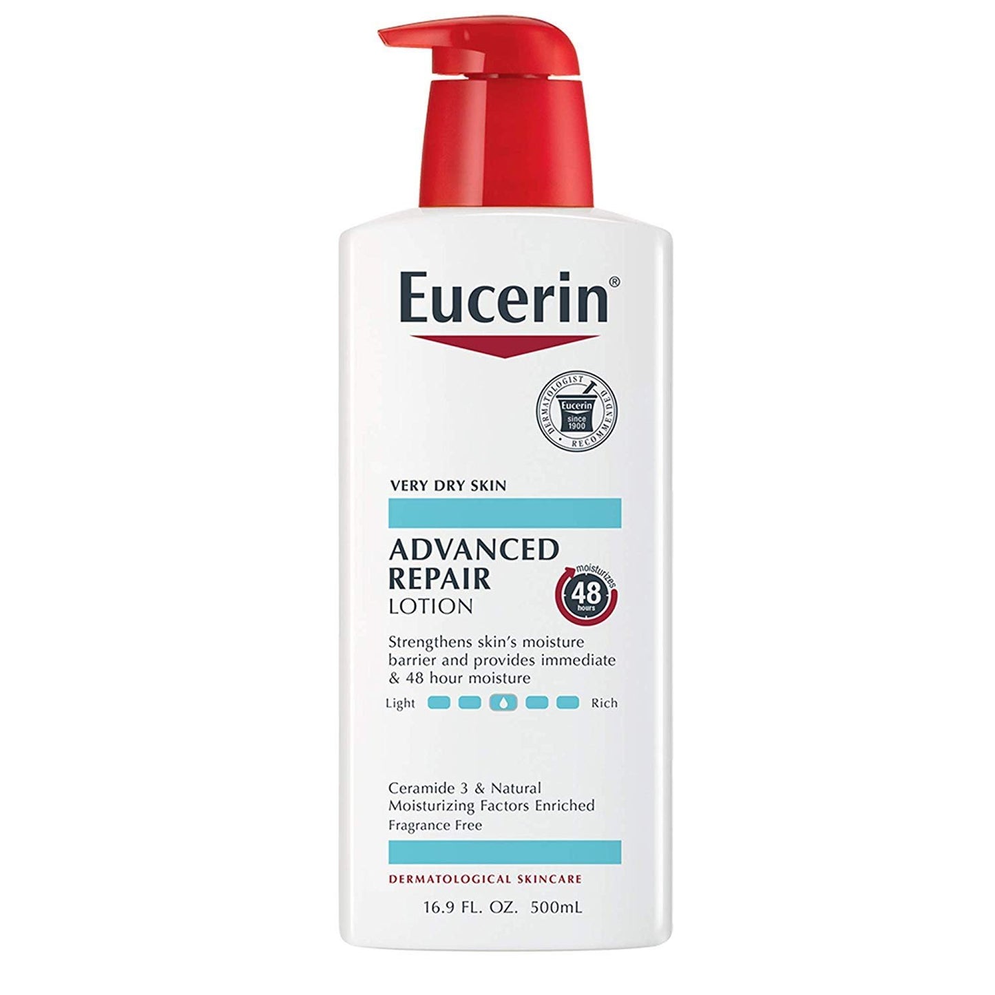 Eucerin Lotion Advanced Repair 16.9 Ounce Pump (Fragrance-Free) (500ml) (6 Pack)