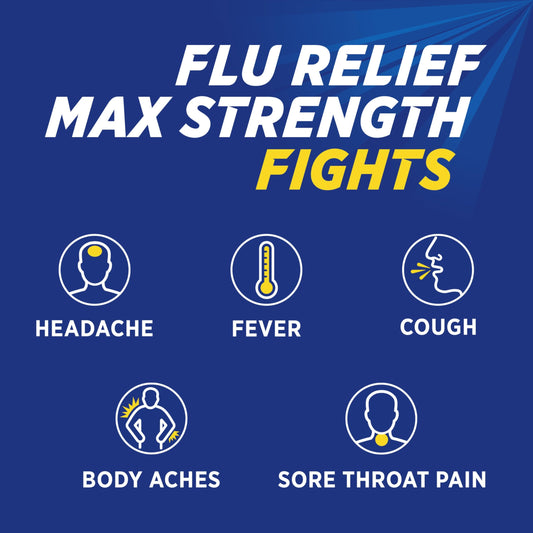 Theraflu Max Strength Nighttime Flu Medicine for Flu Symptom Relief with Acetaminophen, Dextromethorphan HBr, and Chlorpheniramine Maleate, Honey Lemon Flavored - 6 Powder Packets