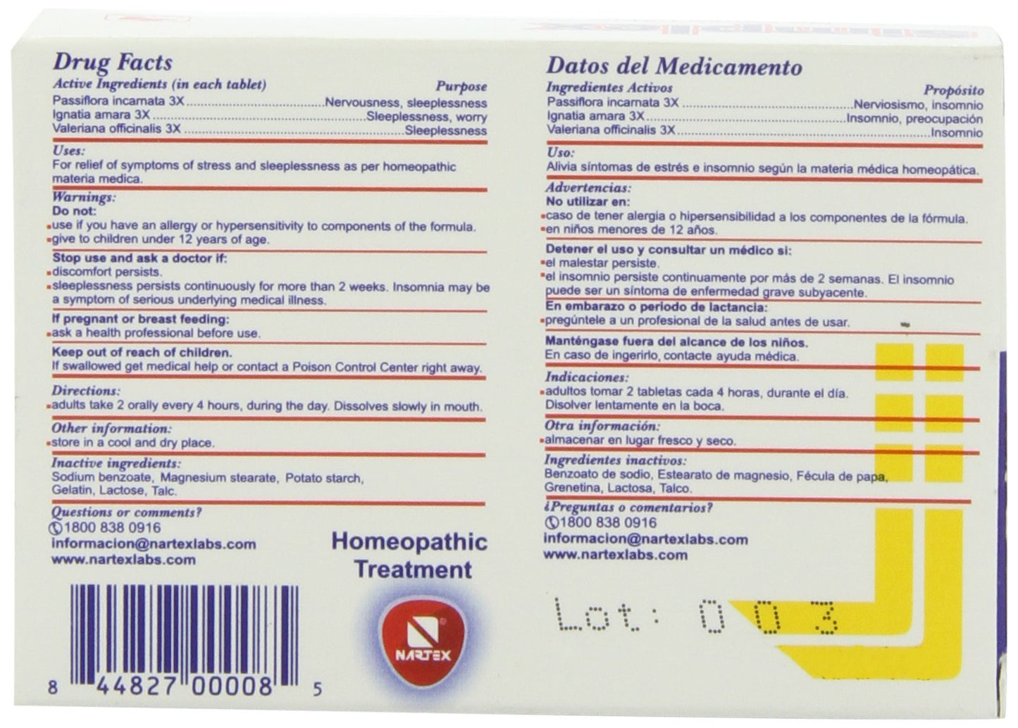 Nartex Simplex Homeopathic Sedative Tablets, 60 Count