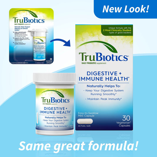 TruBiotics Probiotics for Digestive & Immune Health, Supports Regularity & Helps Relieve Abdominal Discomfort, Gas & Bloating, 2 Clinically Studied Probiotic Strains, Plus Prebiotics
