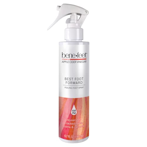 Benefeet Best Foot Forward Peeling Foot Spray - May Help Rejuvenate + Smooth No-Mess Application Gel for Cracked Heels, Corns + Calluses Made w/ Shea Butter, Apple Cider Vinegar + Tea Tree Oil, 6.7 oz (1 Pack)