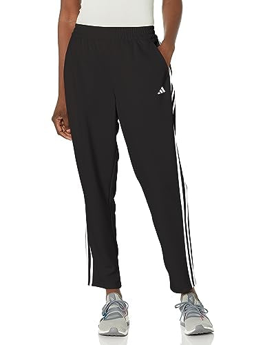 adidas Women's Aeroready Training Essentials 3 Stripes Pants, Black/White, X-Small