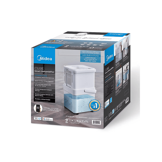 Midea 50-Pint Cube Smart Dehumidifier with Pump