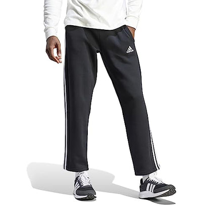 adidas Men's Essentials 3-Stripes Open Hem Fleece Pants