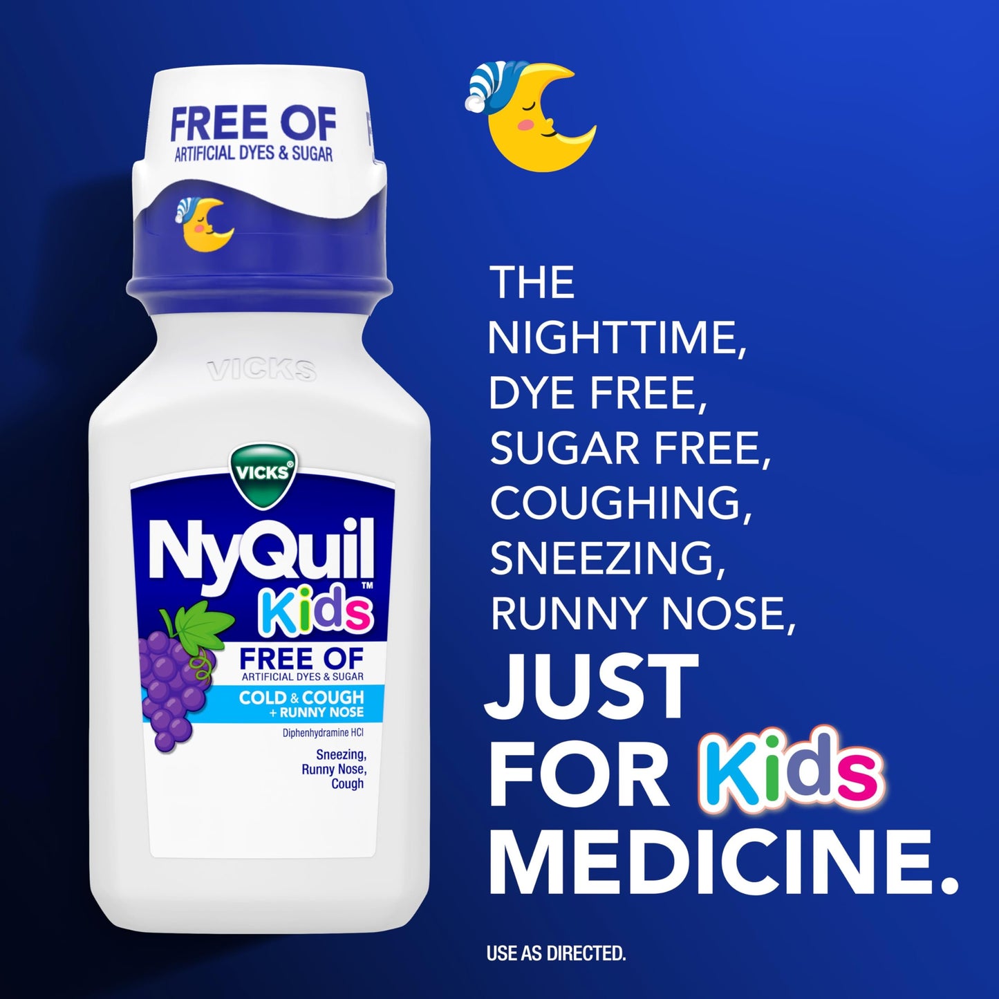 Vicks Kids DayQuil & NyQuil Cold & Cough Relief Liquid Co-Pack, Free of Artificial Dyes & Sugar, Multi-Symptom Relief of Cough, Sneezing, Runny Nose, Mucus, and Chest Congestion, for Ages 6+, 2x6oz