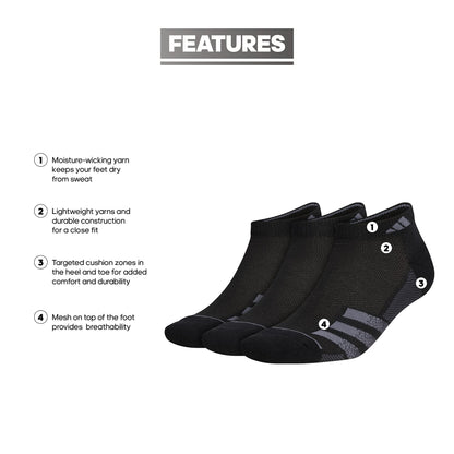 adidas Men's Superlite Stripe 3 Low Cut Socks (3-Pair)