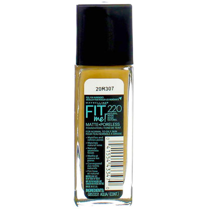 Myb Fitme 220 Mp Fndtn Nt Size 1z Mmaybelline Fit Me Matte+poreless Foundation Natural Beige 220 1 Floz