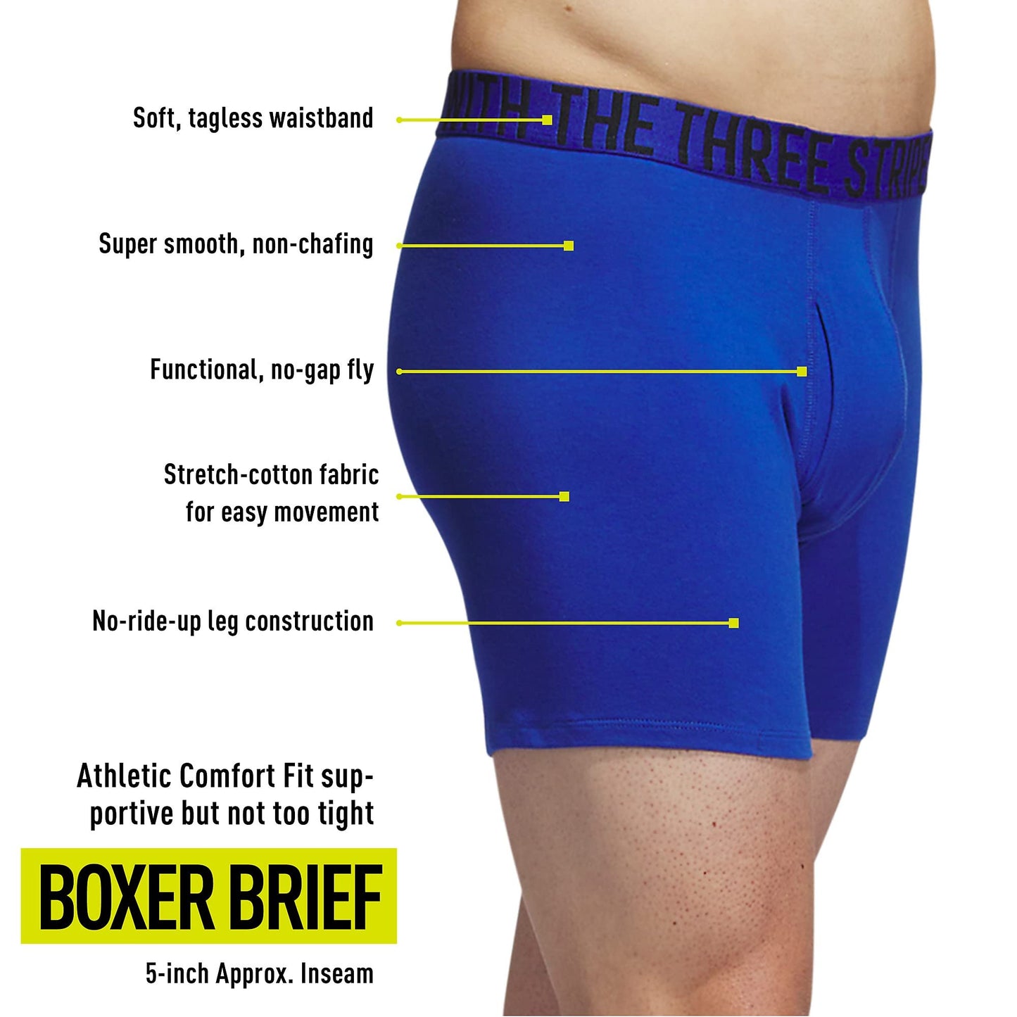 adidas Men's Stretch Cotton Boxer Brief Underwear (4-Pack)