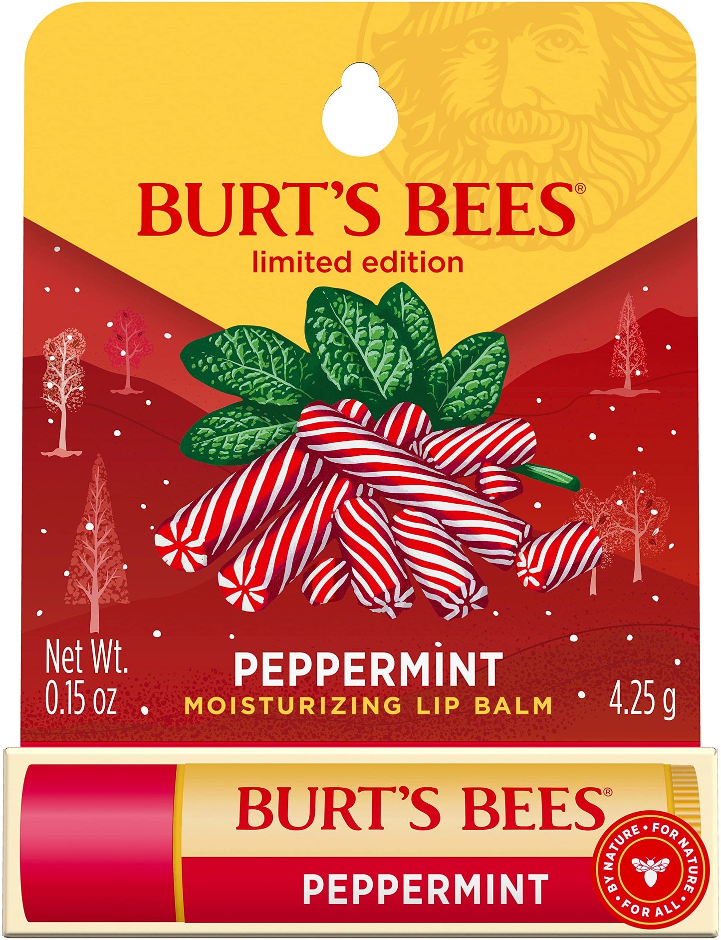 Burt's Bees Peppermint Lip Balm Blister for Unisex, 0.15 Ounce