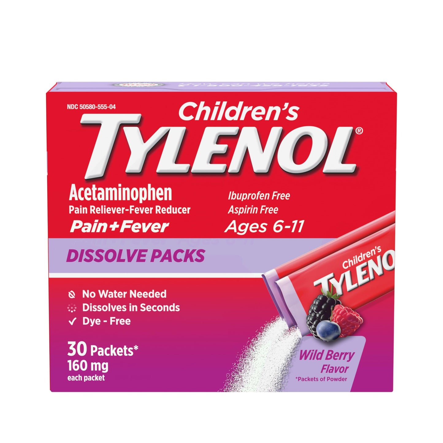 Tylenol Children's Dissolve Packs, Wild Berry