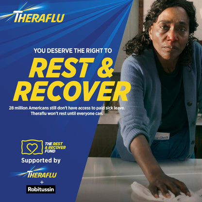 Theraflu Max Strength Nighttime Flu Medicine for Flu Symptom Relief with Acetaminophen, Dextromethorphan HBr, and Chlorpheniramine Maleate, Honey Lemon Flavored - 6 Powder Packets