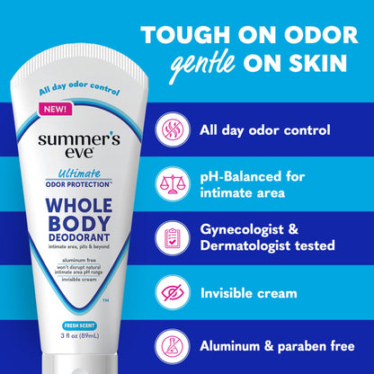 Summer's Eve Whole Body Deodorant Cream, Blissful Escape