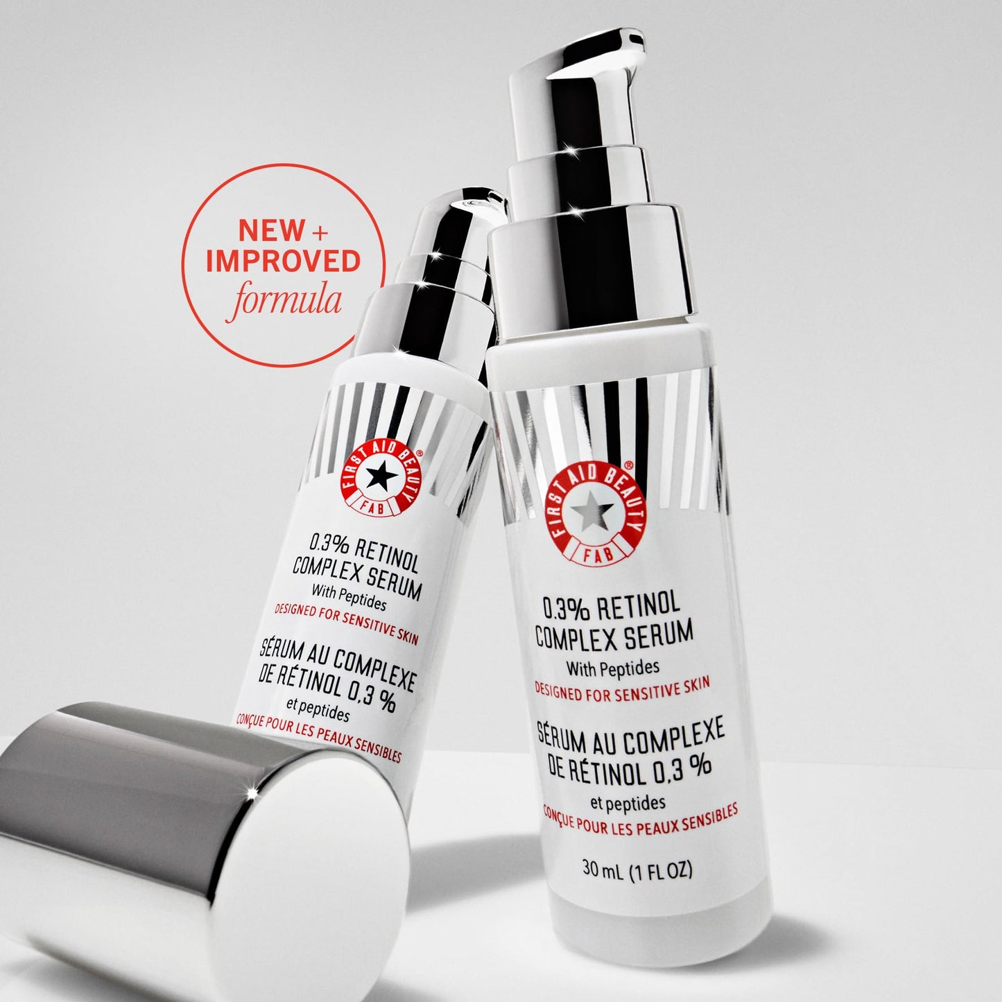 First Aid Beauty - 0.3% Retinol Complex Serum with Peptides, Designed for Sensitive Skin, Helps Visibly Improve Lines and Wrinkles with Less Irritation than Traditional Retinol, Non-Comedogenic, 1 oz