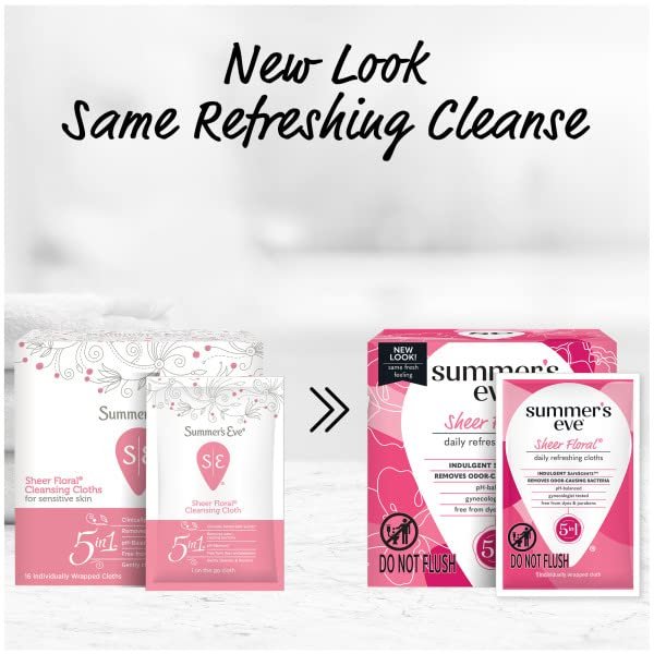 Summer's Eve Eve Cleansing Cloths for Sensitive Skin, Sheer Floral 16 ea (Pack of 7)