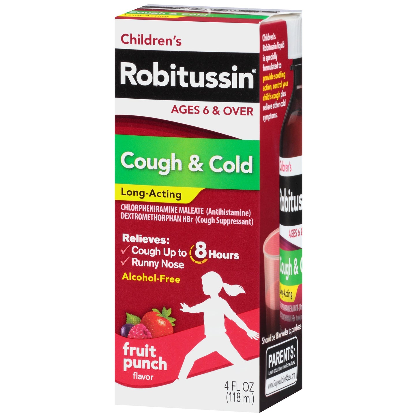 Robitussin Children's Cough & Cold Long-Acting Liquid Fruit Punch 4 oz (Pack of 2)