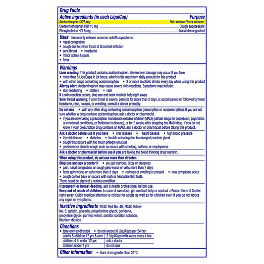 Vicks DayQuil LiquiCaps, Cough, Cold & Flu Relief, Sore Throat, Fever, & Congestion Relief, Non- Drowsy, 24 LiquiCaps