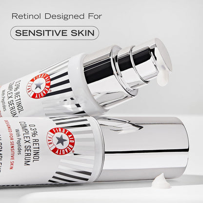 First Aid Beauty - 0.3% Retinol Complex Serum with Peptides, Designed for Sensitive Skin, Helps Visibly Improve Lines and Wrinkles with Less Irritation than Traditional Retinol, Non-Comedogenic, 1 oz