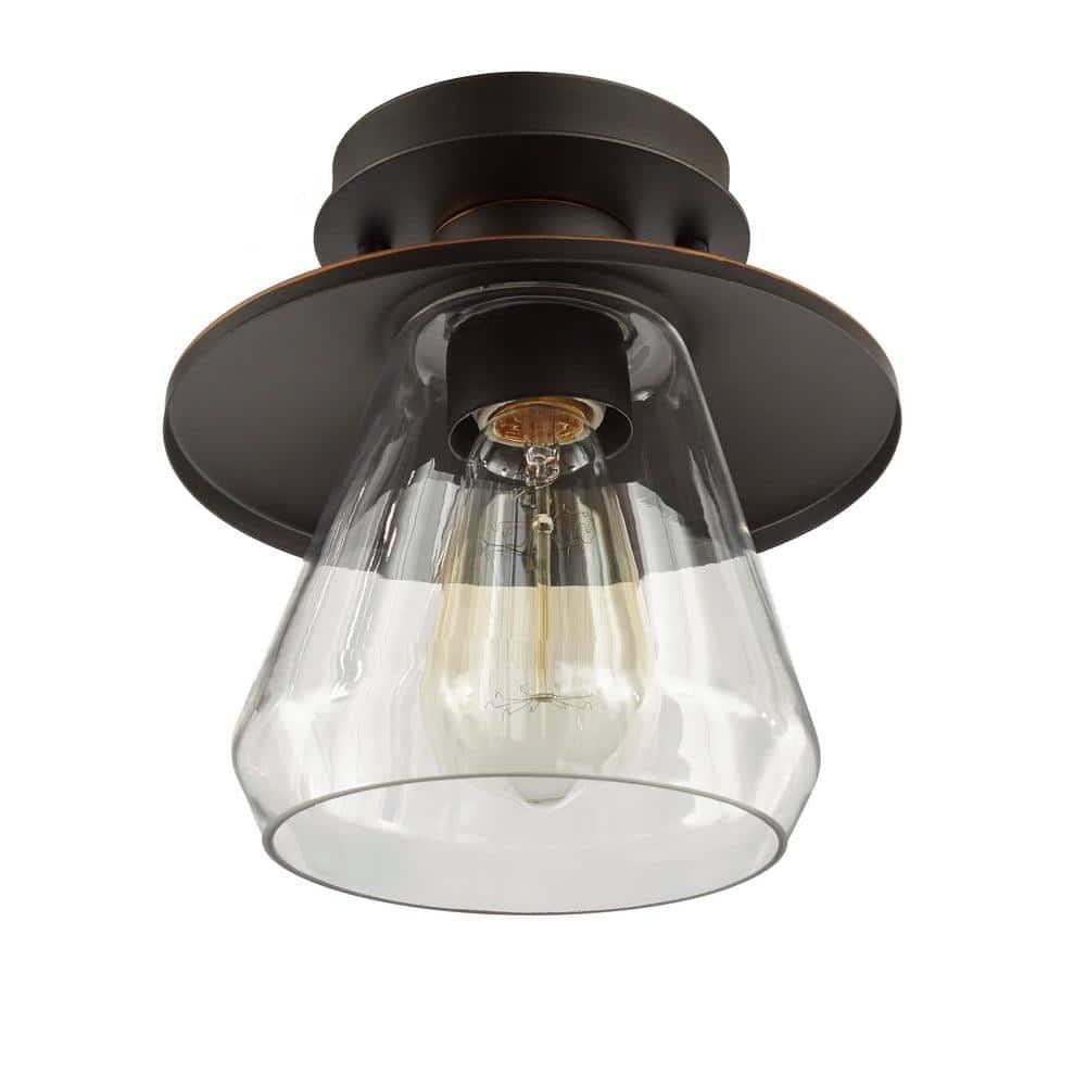 Northmoore 1-Light Oil Rubbed Bronze and Glass Semi-Flush Mount