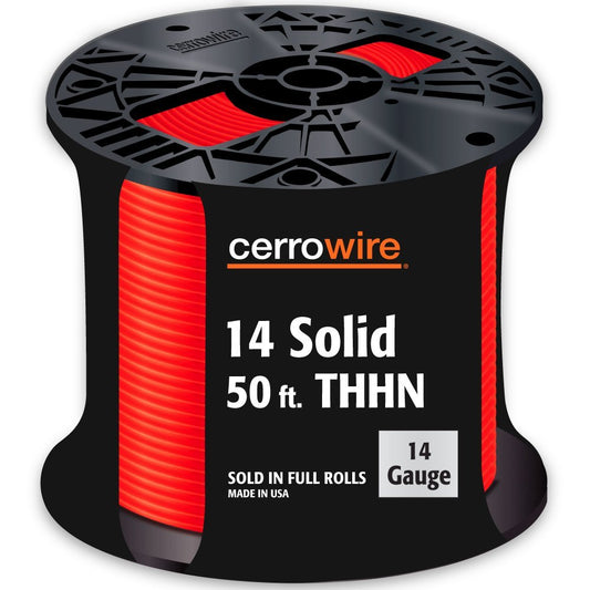 Cerrowire 112-1401BR 50-Feet 14-Gauge Solid THHN Black Wire