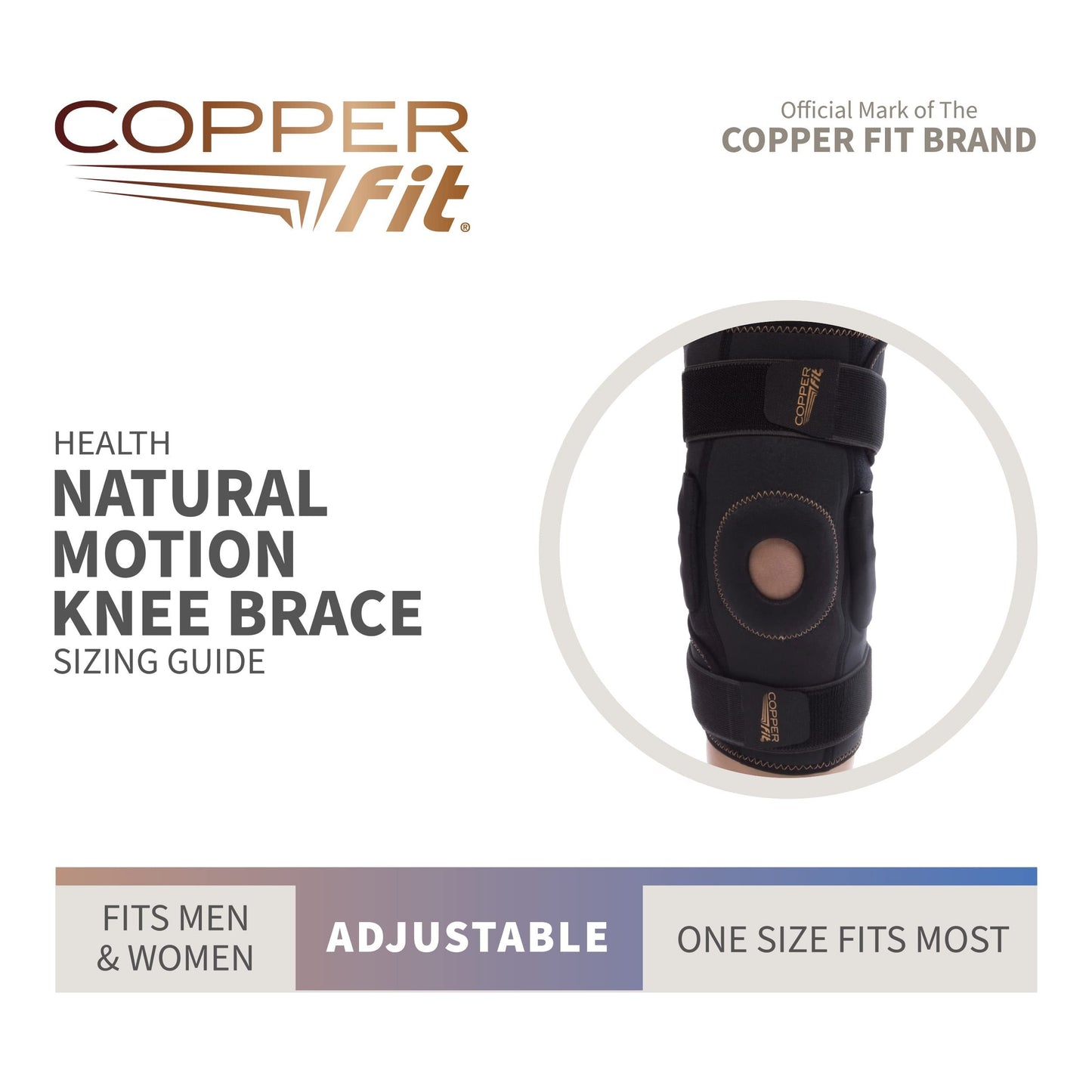 Copper Fit Health Natural Motion Knee Brace, Adjustable RTC12