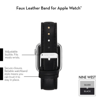 NINE WEST Fashion Strap Band for Apple Watch Secure, Adjustable