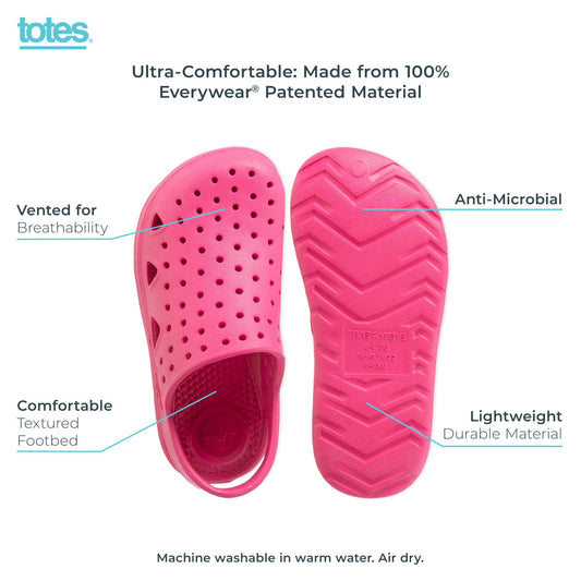 totes Everywear Lightweight Waterproof Contoured Splash and Play Clog Sandals, Paisley Purple, US 7-8 Unisex Little Kid