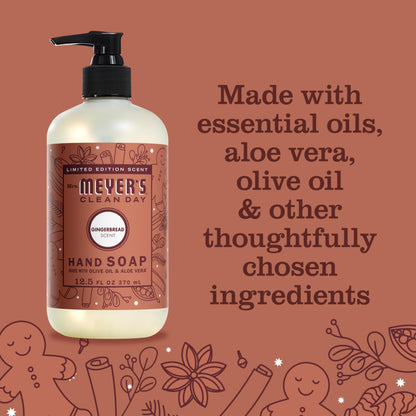 Mrs. MEYER'S CLEAN DAY Liquid Hand Soap, Limited Edition Gingerbread Scent, 12.5 Ounce Bottle