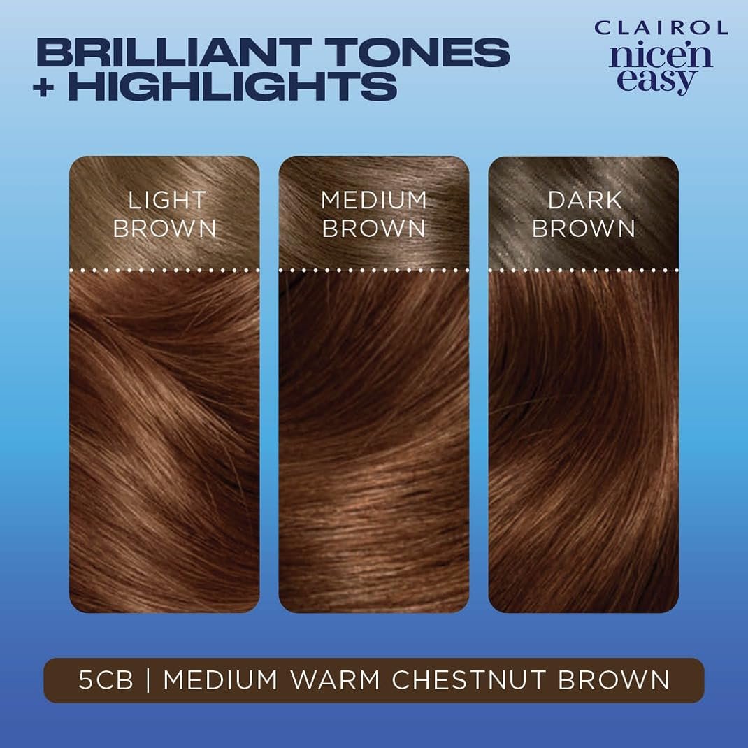 Clairol Nice'n Easy Permanent Hair Dye, Natural-Looking Brown Hair Color with 100% Gray Coverage